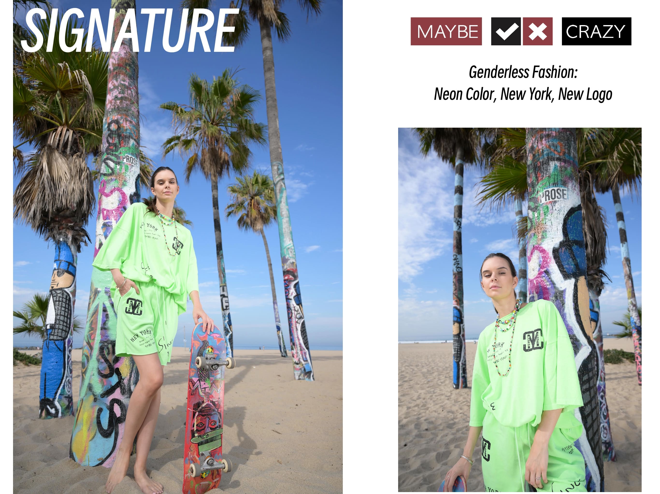 New Maybe crazy logo green oversized tshirt
