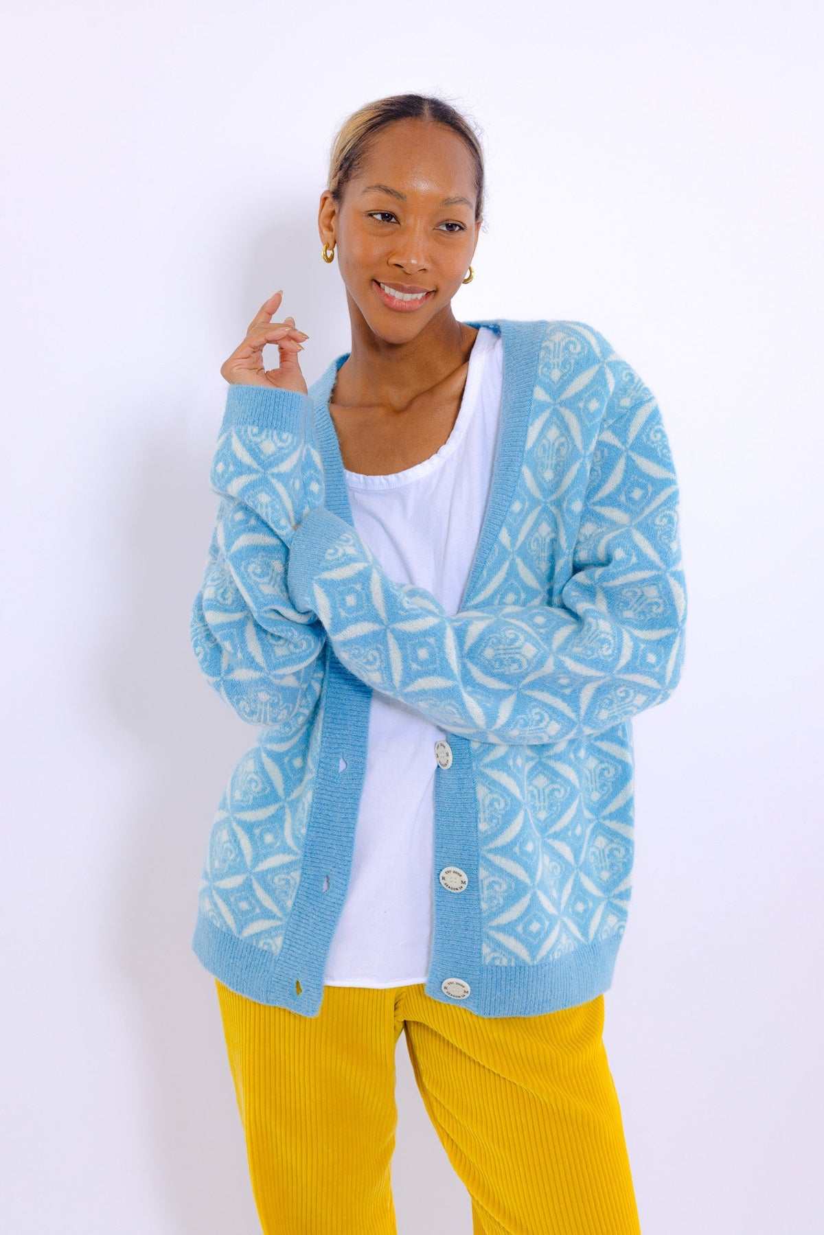 22 S/W paisley quilting cardigan