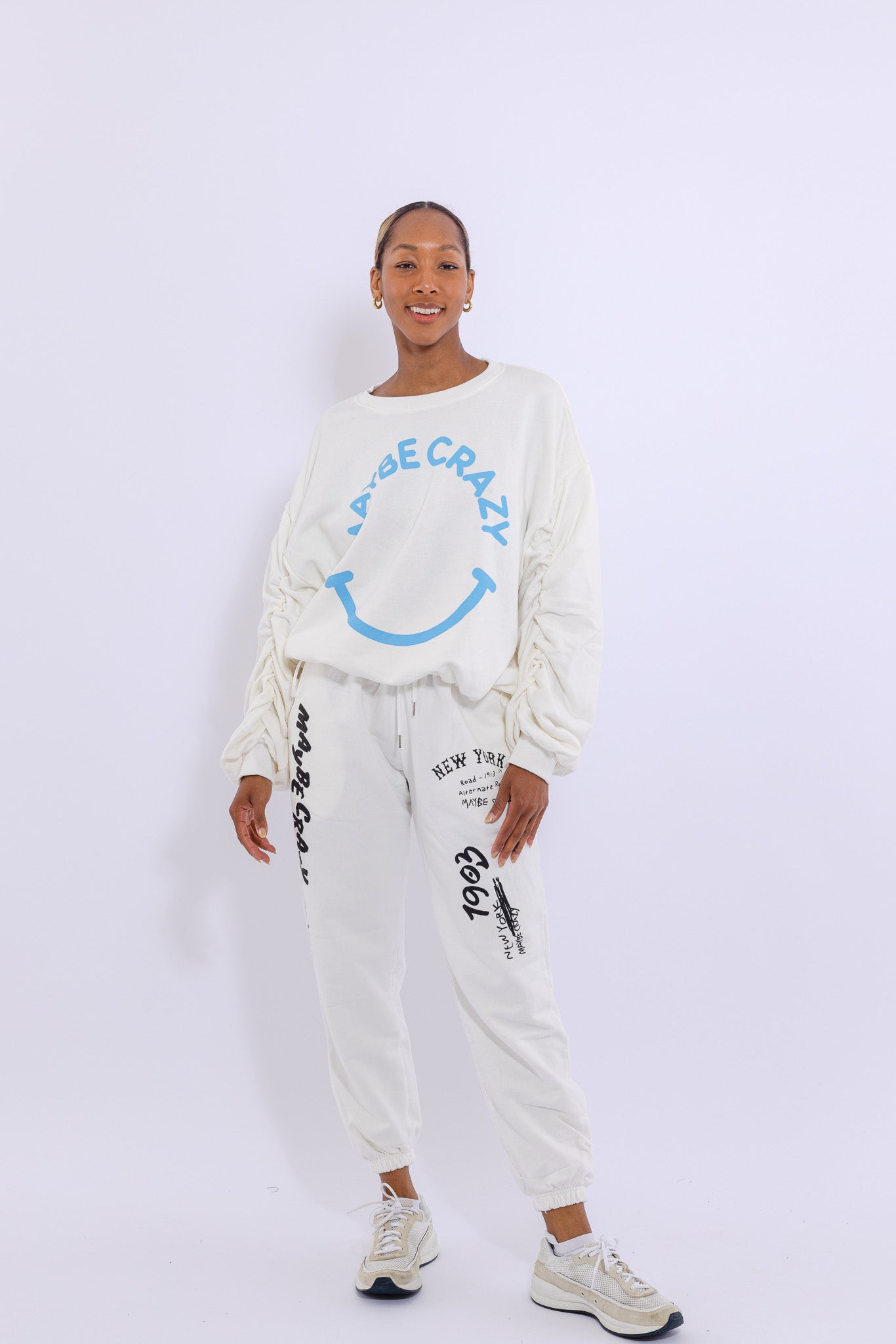 Adjustable Bottom Smiley Face, Drawstring Sweatshirt