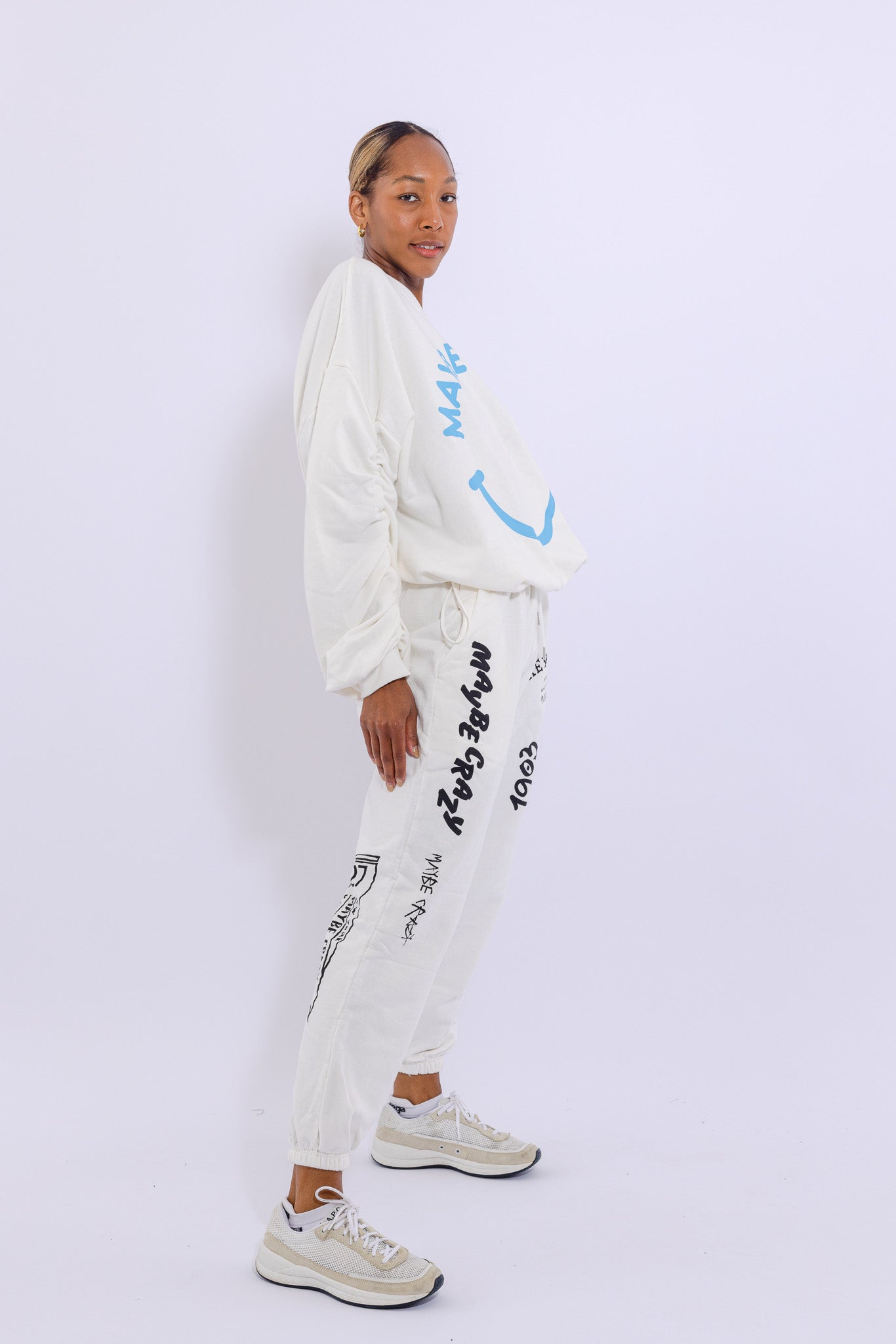 Adjustable Bottom Smiley Face, Drawstring Sweatshirt