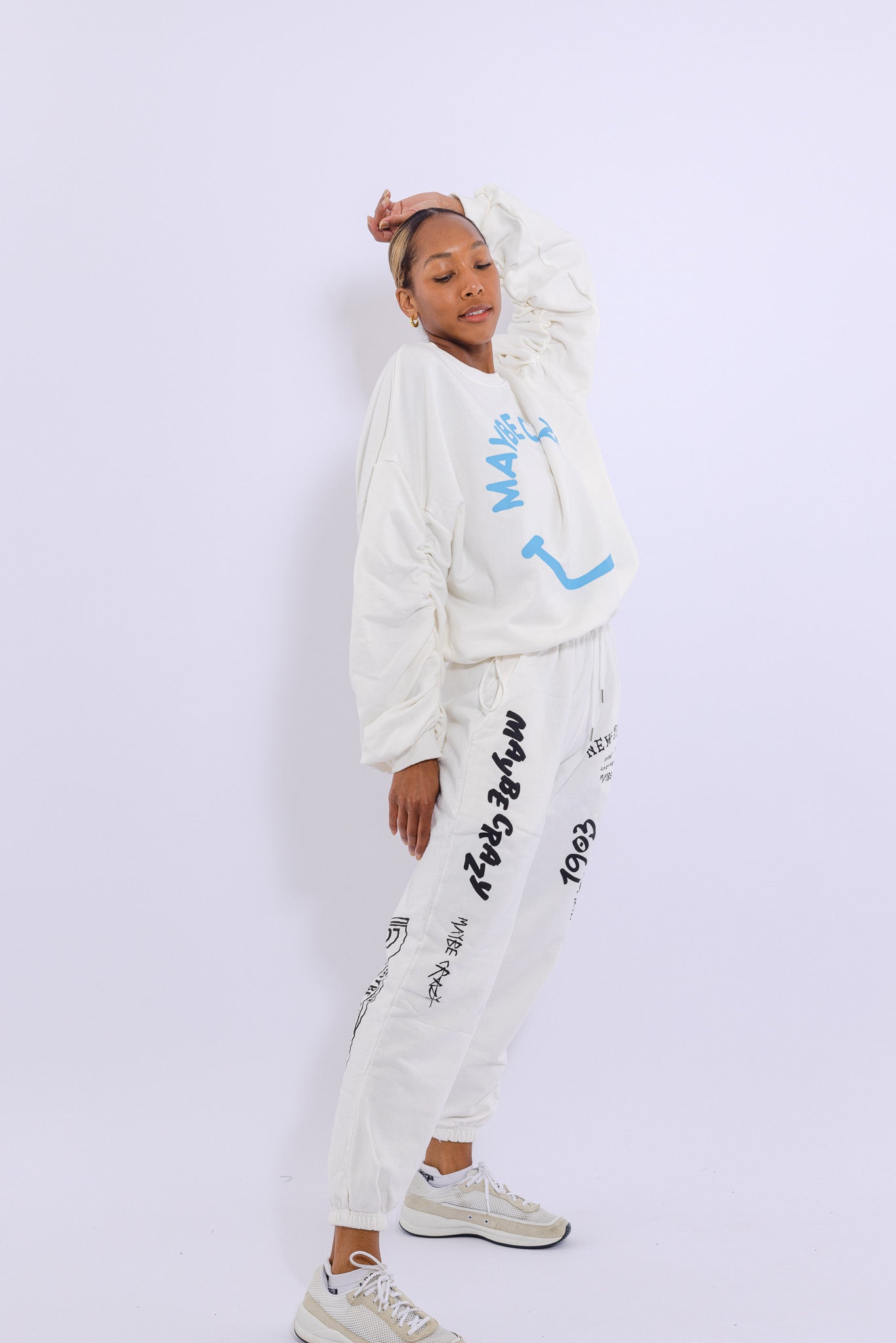 Adjustable Bottom Smiley Face, Drawstring Sweatshirt