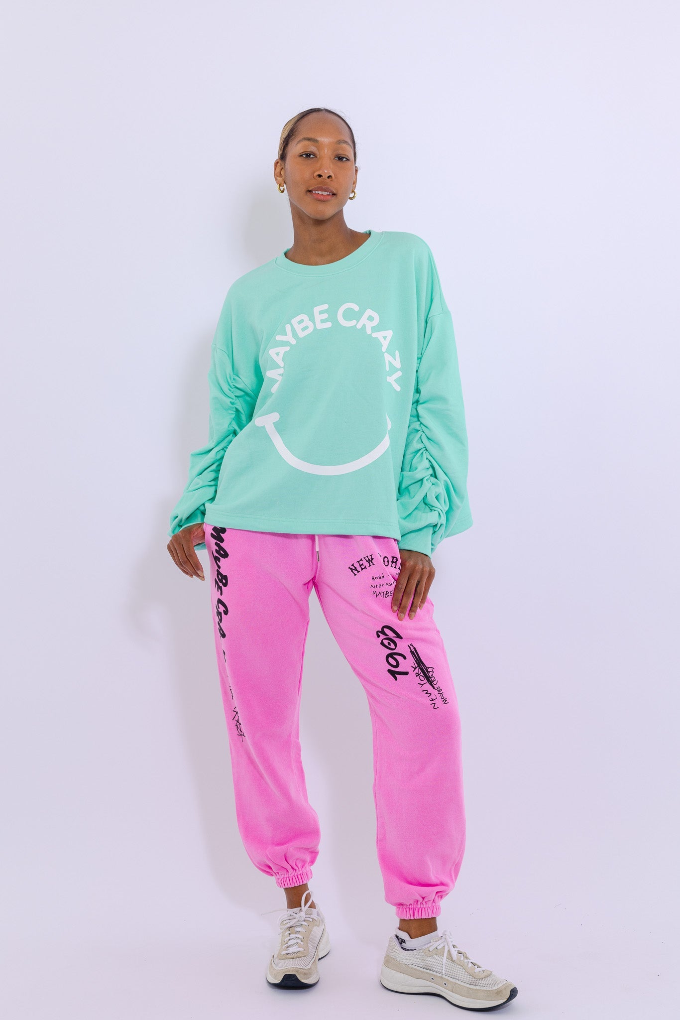 Adjustable Bottom Smiley Face, Drawstring Sweatshirt