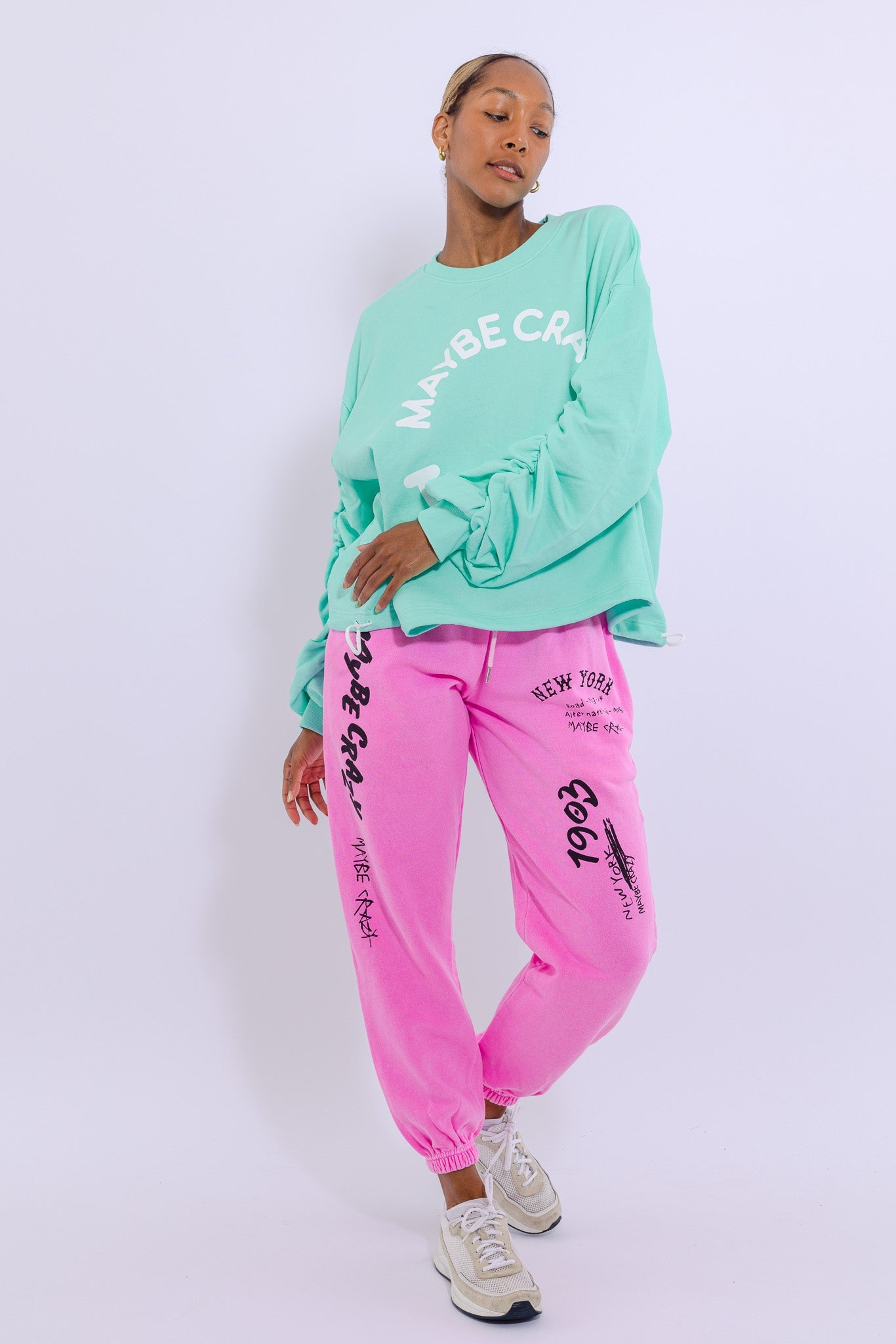 Adjustable Bottom Smiley Face, Drawstring Sweatshirt