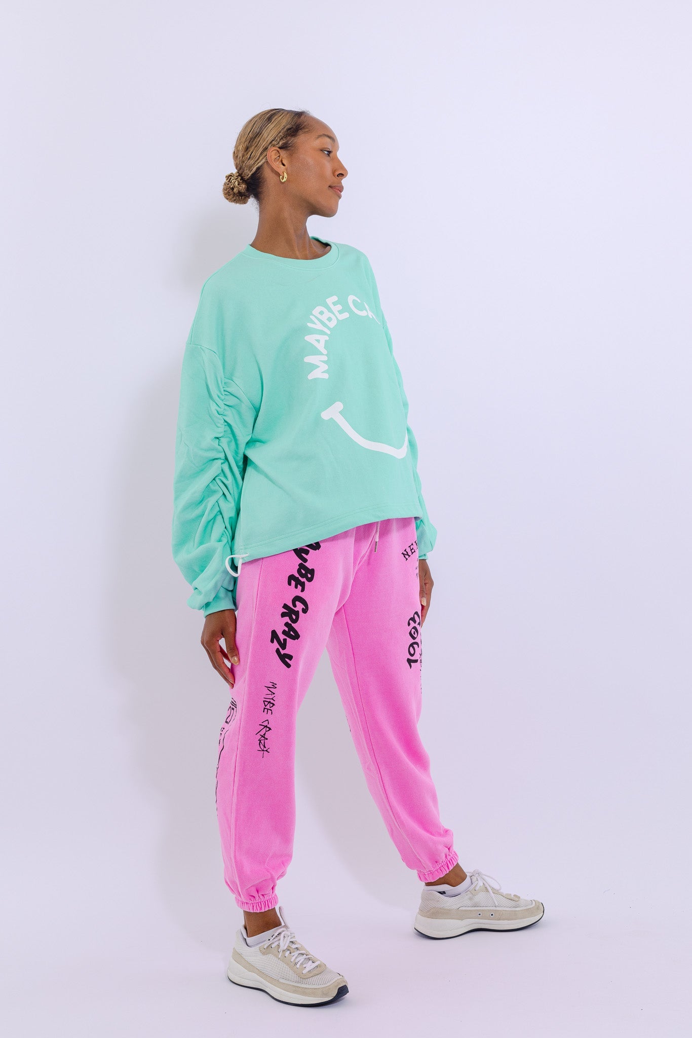 Adjustable Bottom Smiley Face, Drawstring Sweatshirt