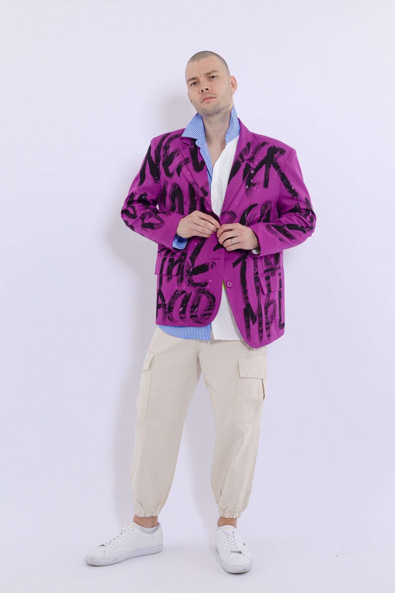 23SS لا تستسلم أبدًا بدلة مطبوعة يدويًا