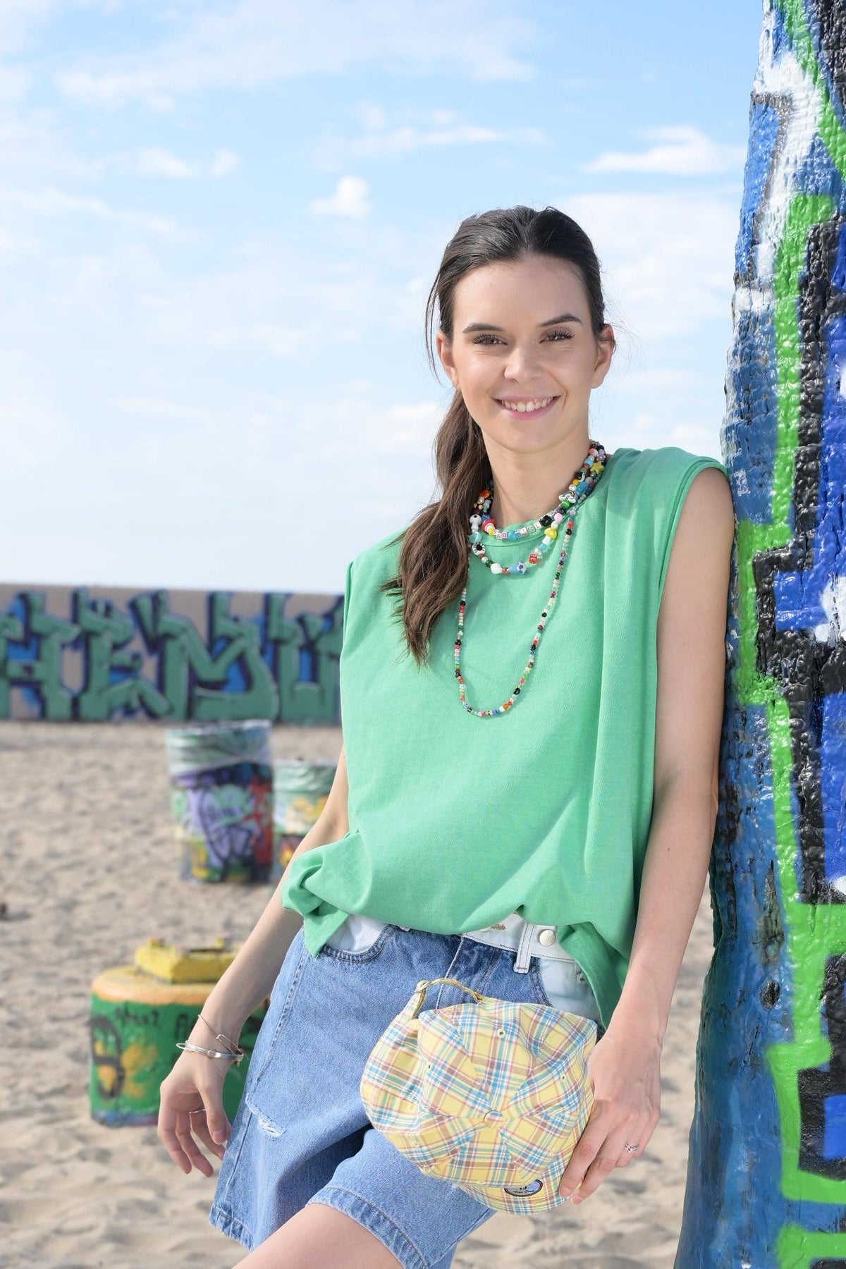Wide-cut Green Tank Top