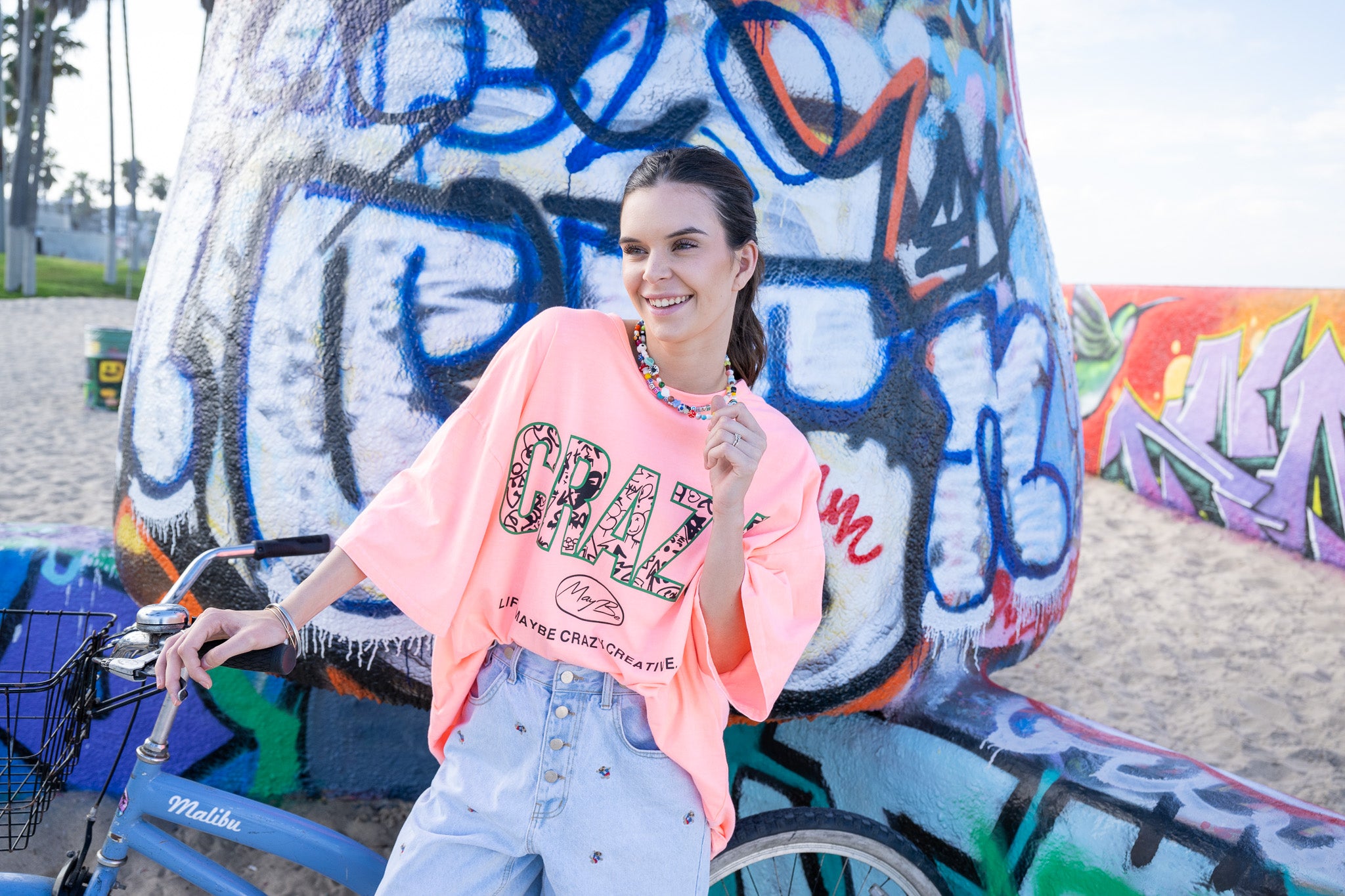 Pink oversized tshirt with crazy writing