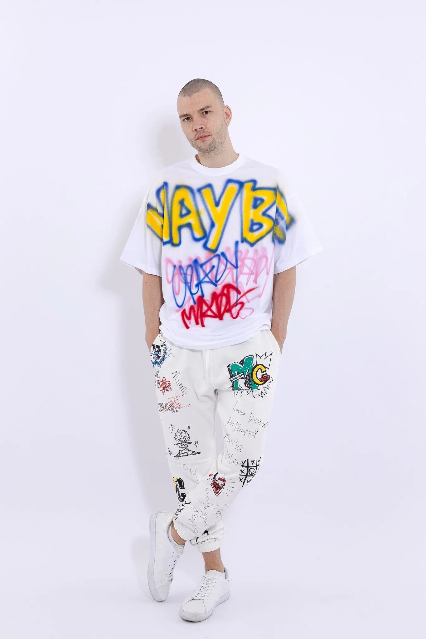 Maybe Crazy Hand Printing T-shirt MaybeCrazy