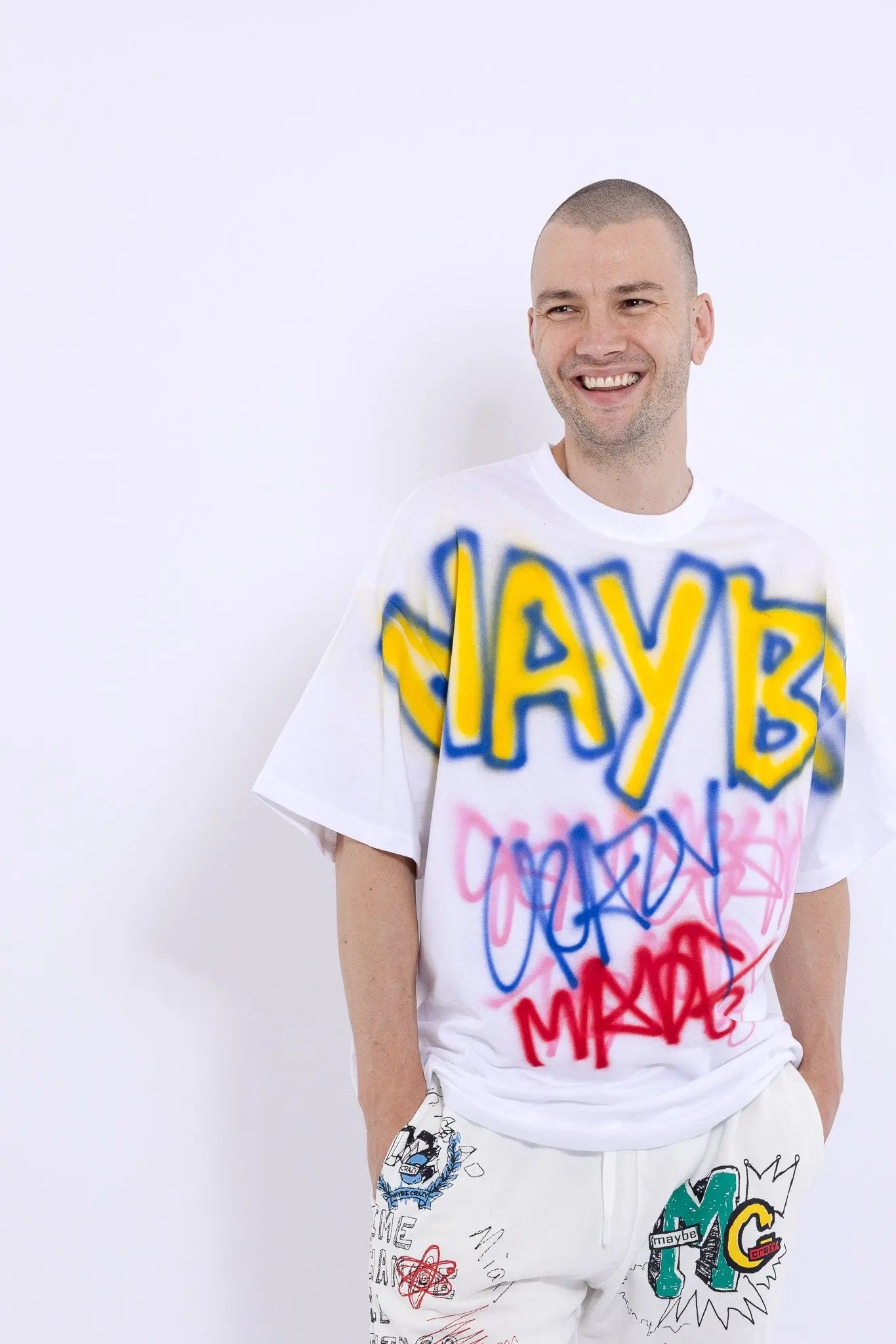 Maybe Crazy Hand Printing T-shirt MaybeCrazy