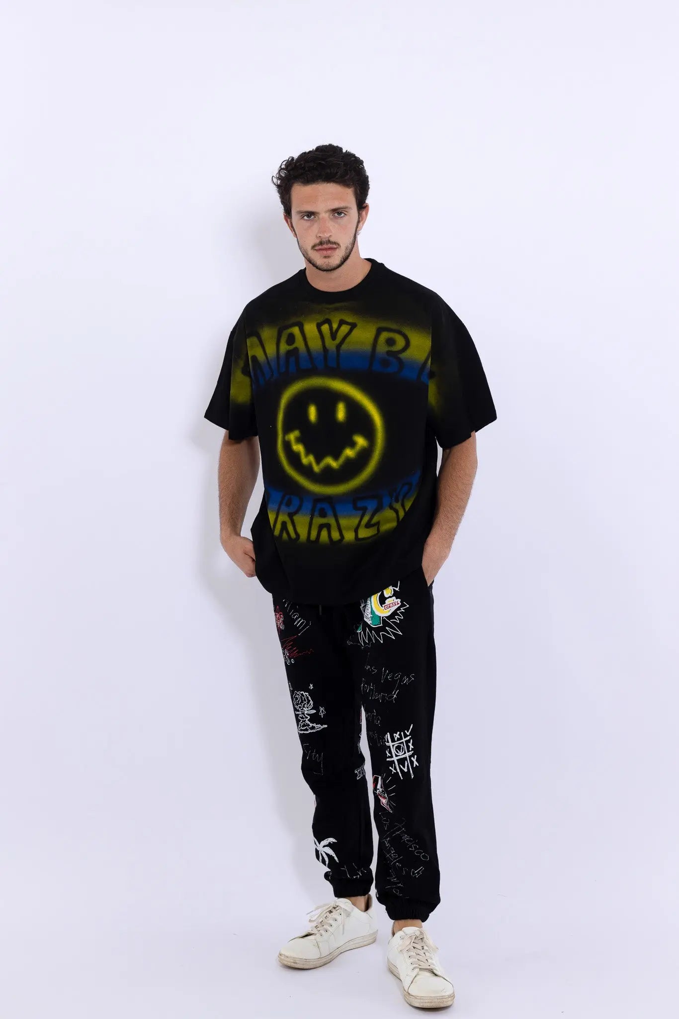 Smile Hand Printing T-shirt MaybeCrazy