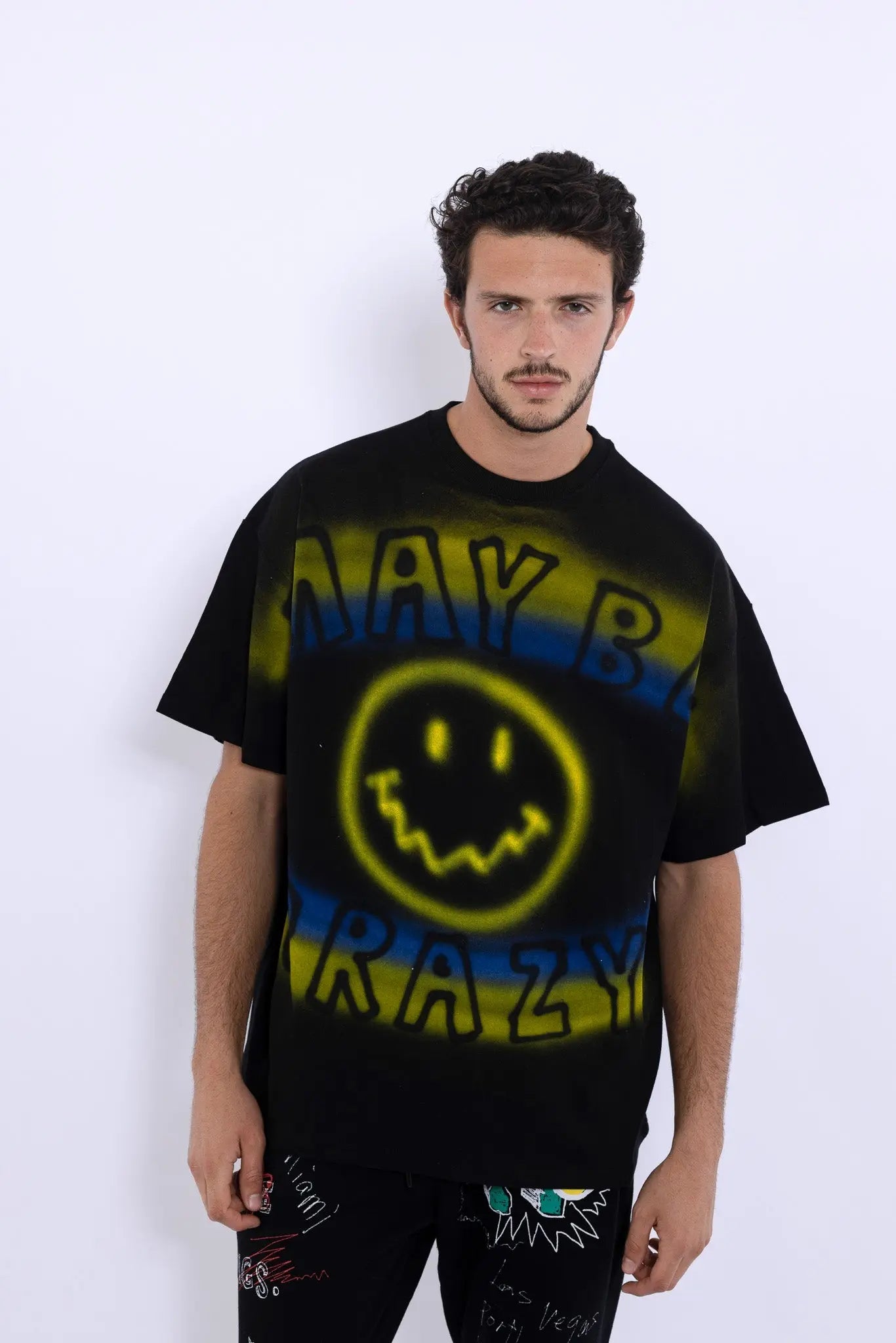 Smile Hand Printing T-shirt MaybeCrazy