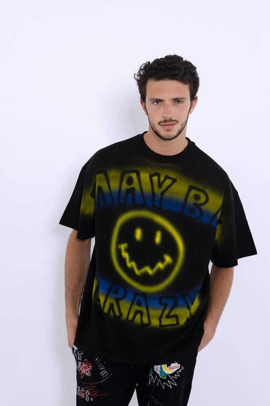 Smile Hand Printing T-shirt MaybeCrazy