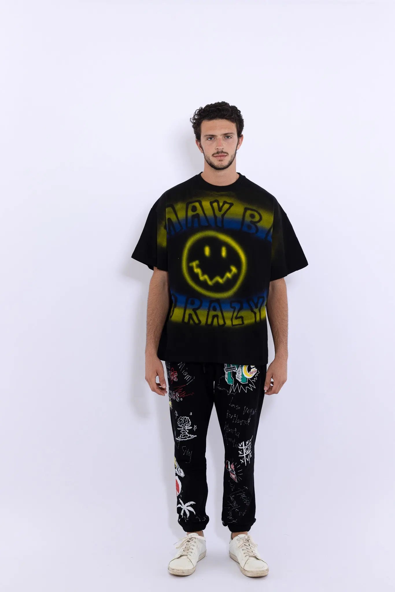 Smile Hand Printing T-shirt MaybeCrazy