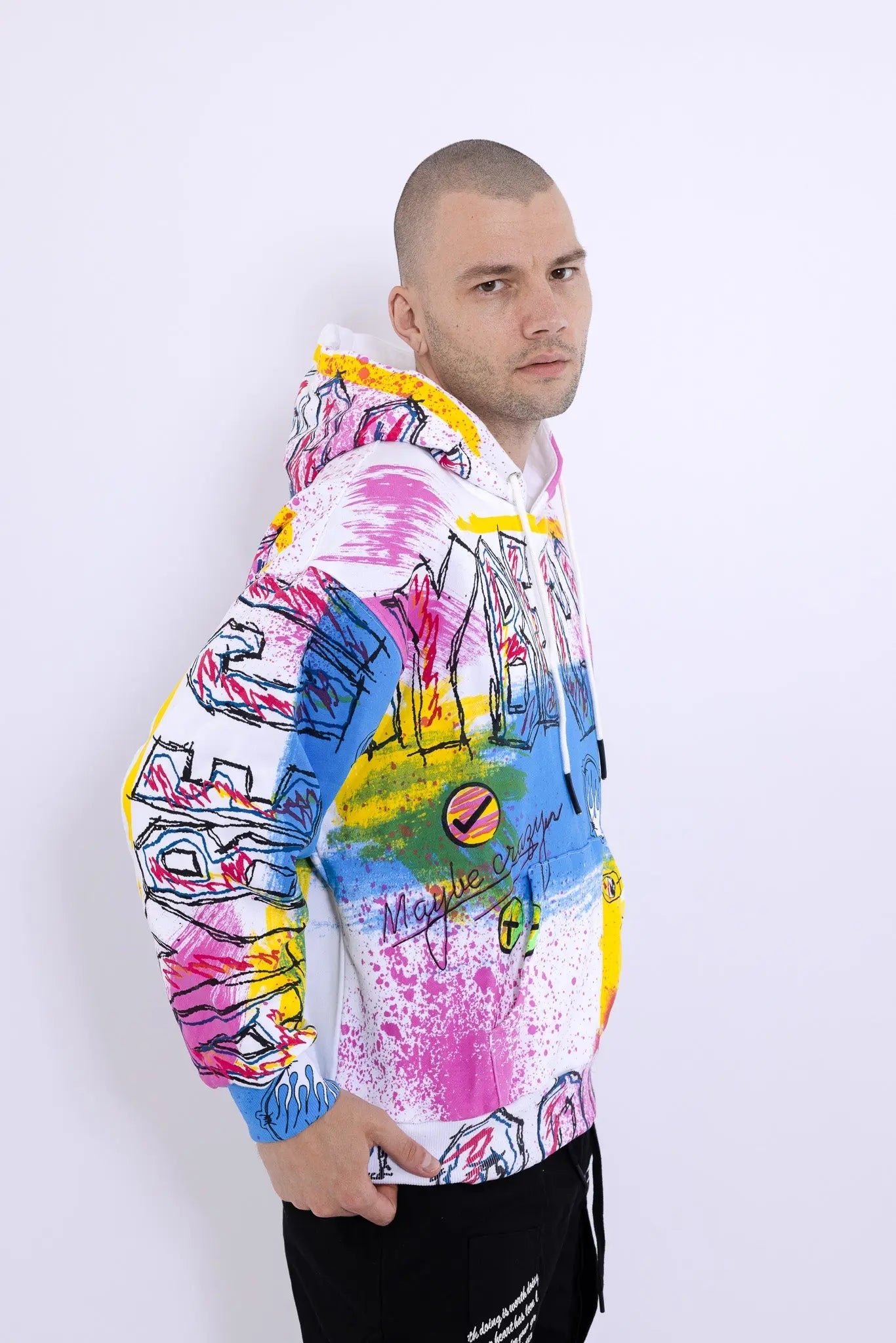 Hand Printed Hoodie MaybeCrazy