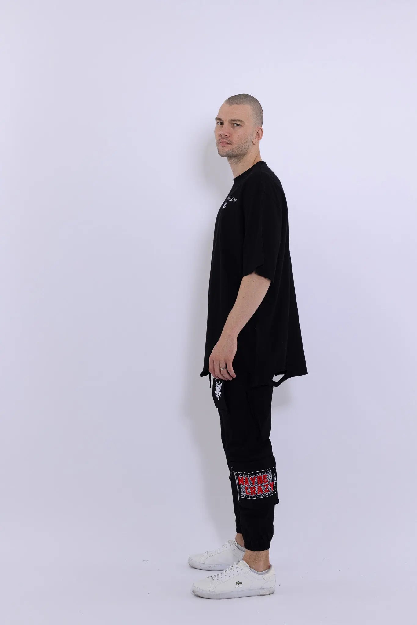 Classic Distressed Crewneck T-Shirt Short Sleeves Maybe Crazy