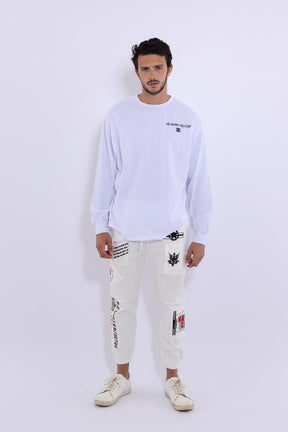 Classic Distressed Crewneck T-Shirt Long Sleeves