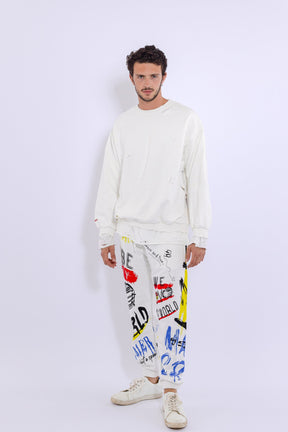 Slashed Mock Double Layer Sweatshirt