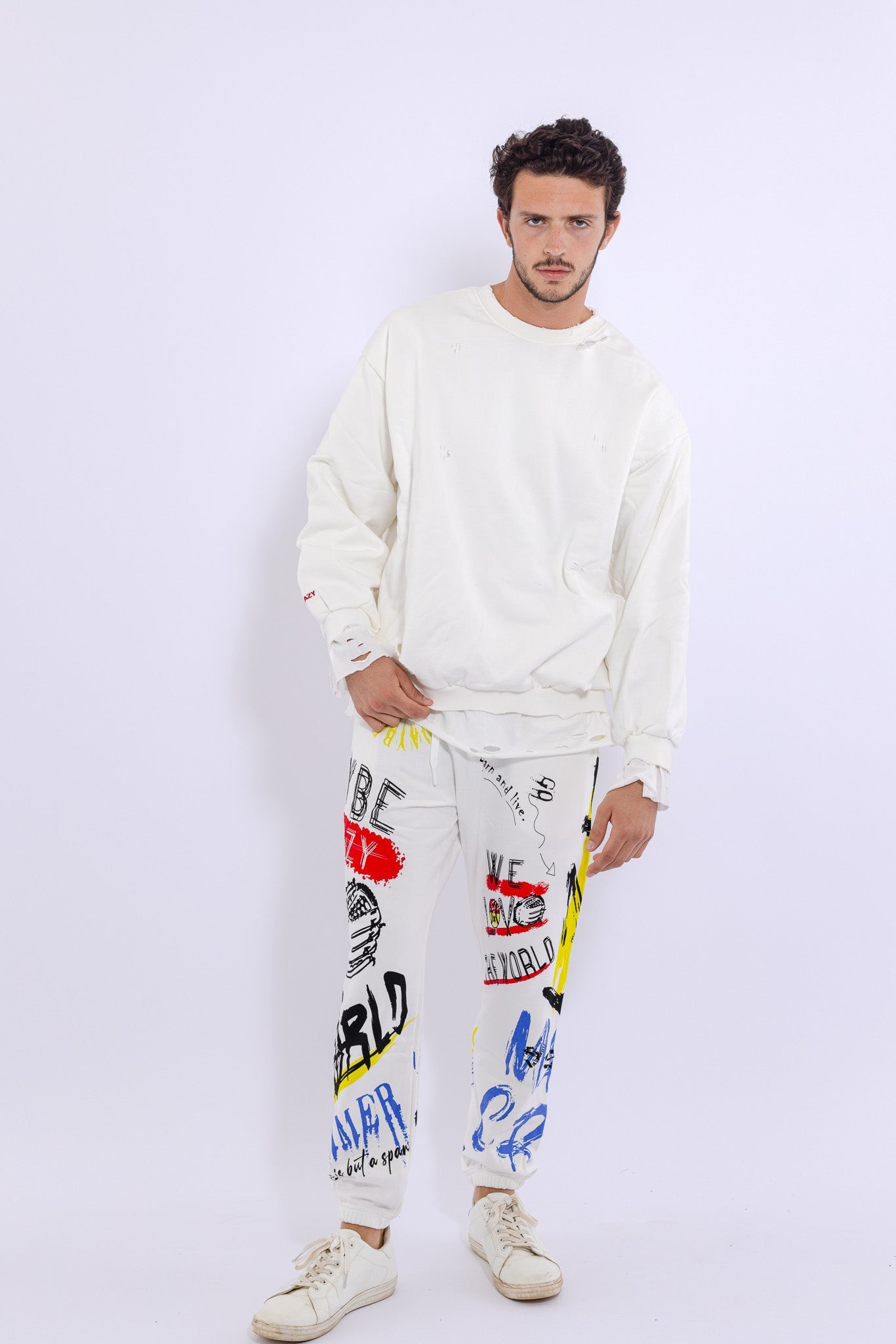 Slashed Mock Double Layer Sweatshirt