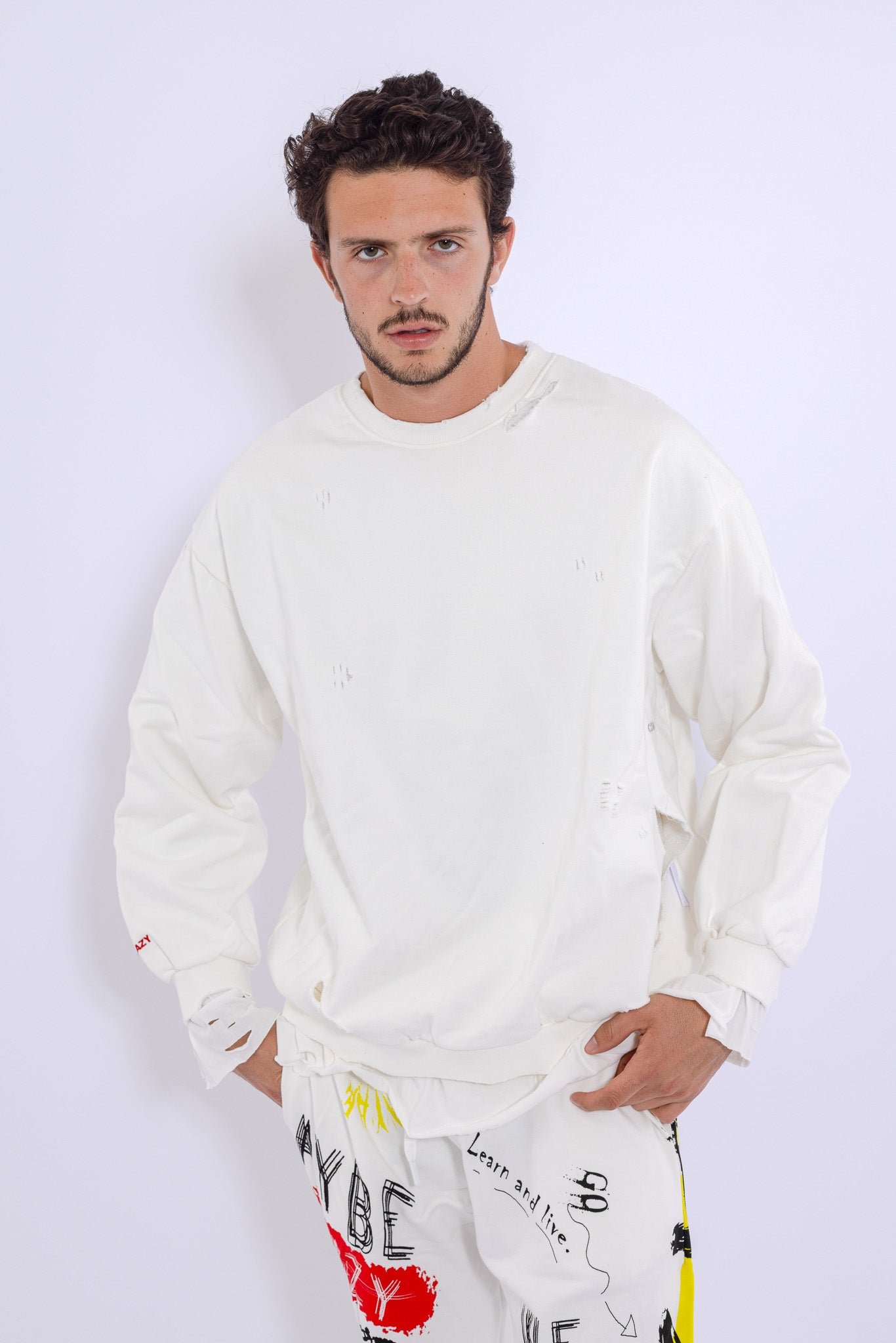 Slashed Mock Double Layer Sweatshirt