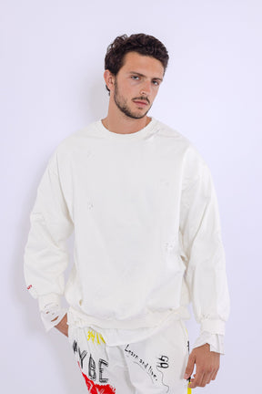 Slashed Mock Double Layer Sweatshirt