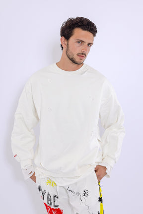 Slashed Mock Double Layer Sweatshirt