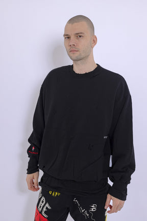 Slashed Mock Double Layer Sweatshirt