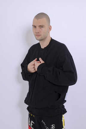 Slashed Mock Double Layer Sweatshirt