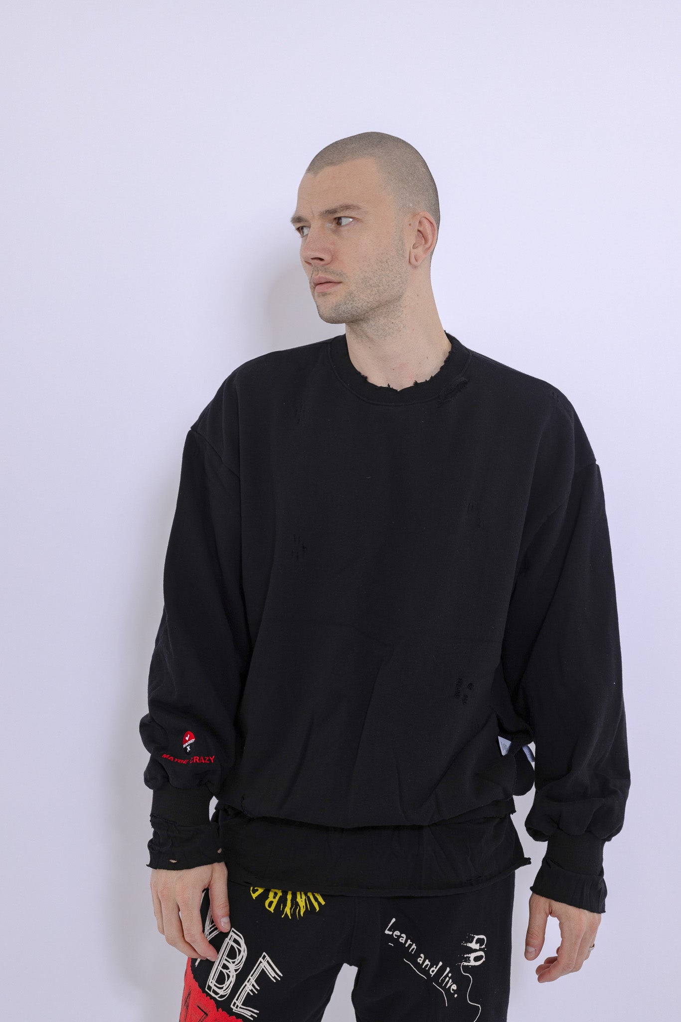 Slashed Mock Double Layer Sweatshirt