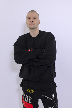 Slashed Mock Double Layer Sweatshirt
