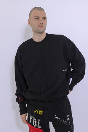 Slashed Mock Double Layer Sweatshirt