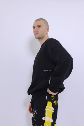 Slashed Mock Double Layer Sweatshirt