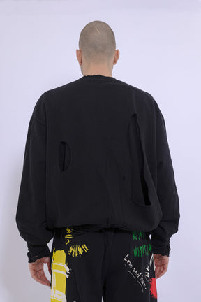 Slashed Mock Double Layer Sweatshirt