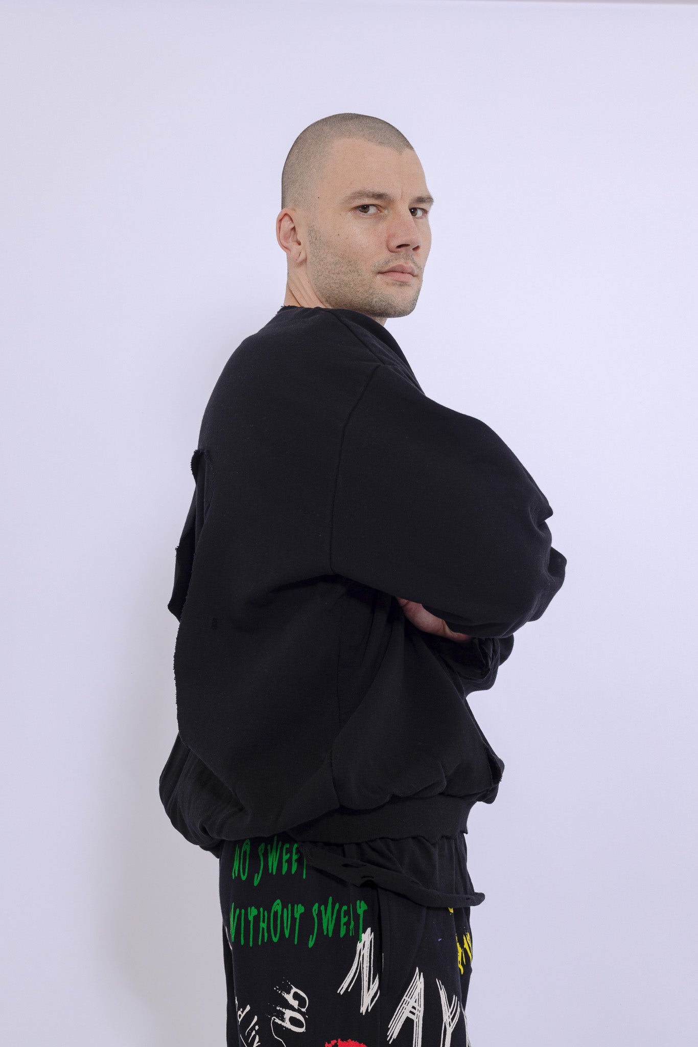 Slashed Mock Double Layer Sweatshirt