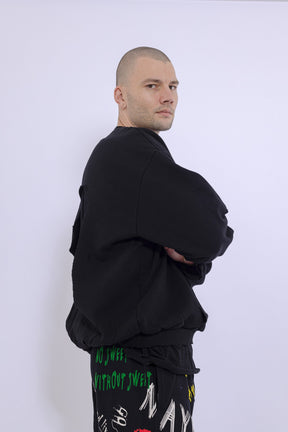 Slashed Mock Double Layer Sweatshirt