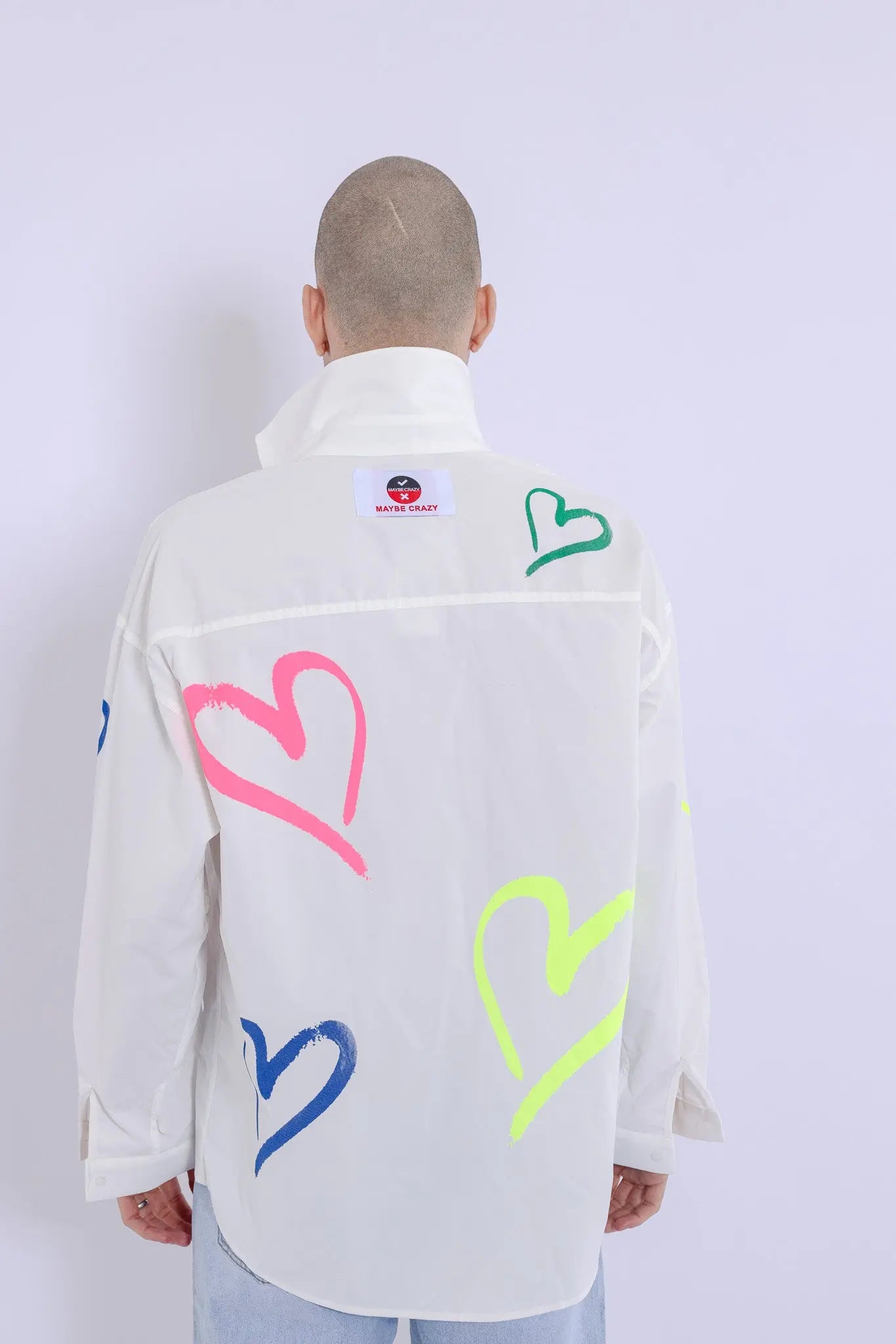 Love Heart Fire Hand Painted Shirt MaybeCrazy