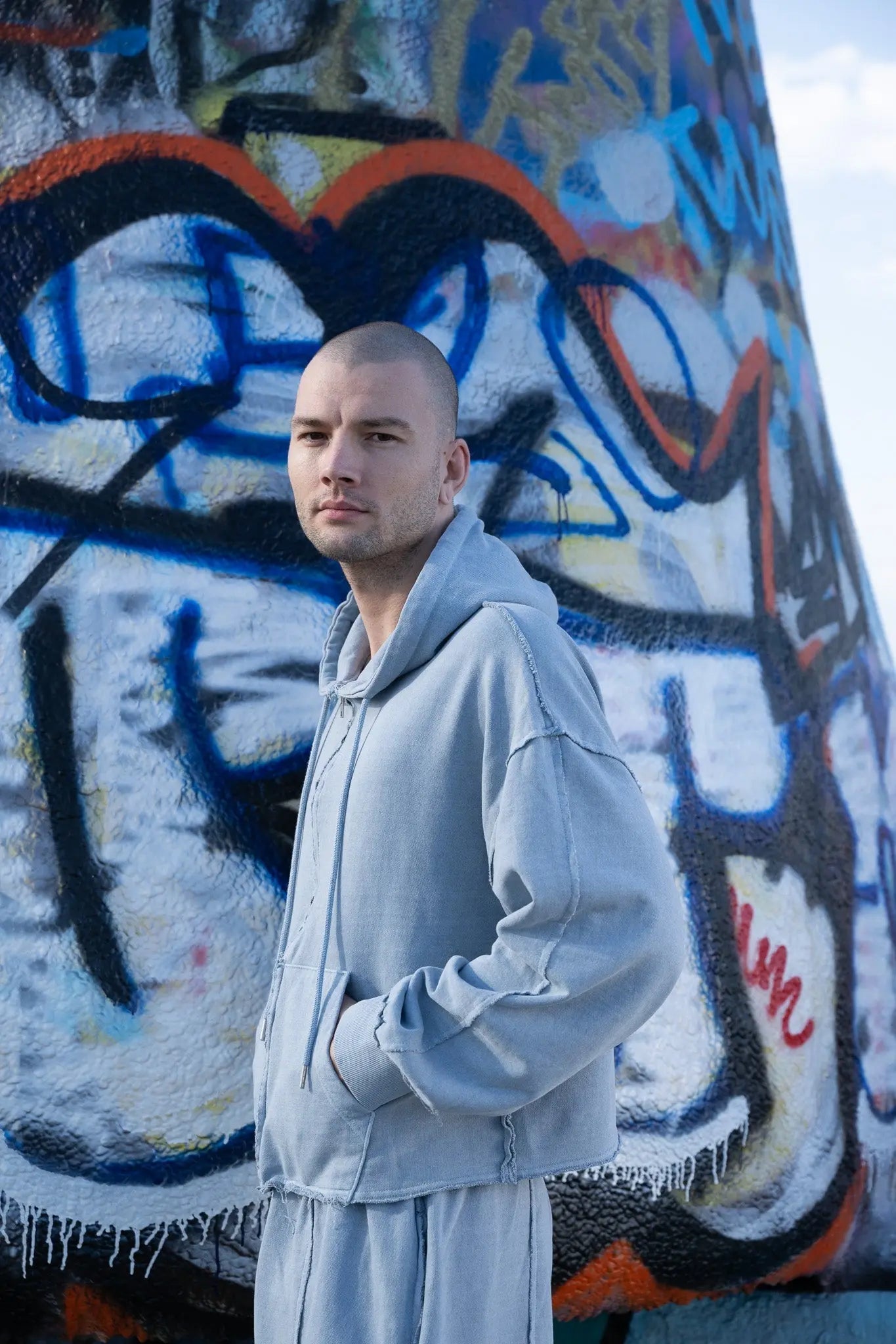 Zip-Up Hoodie - Grey Blue MaybeCrazy