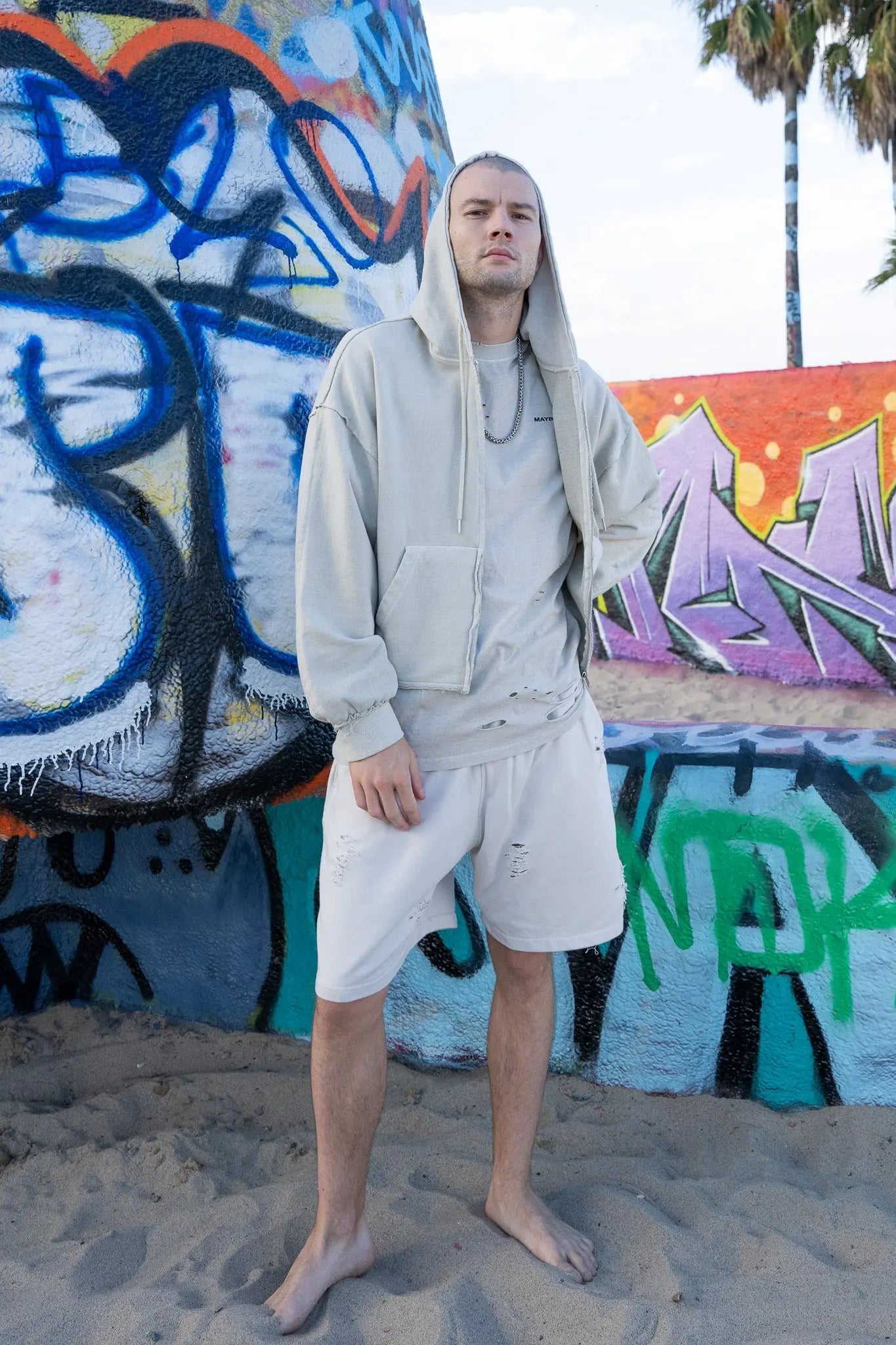 Creamy White Distressed Shorts MaybeCrazy