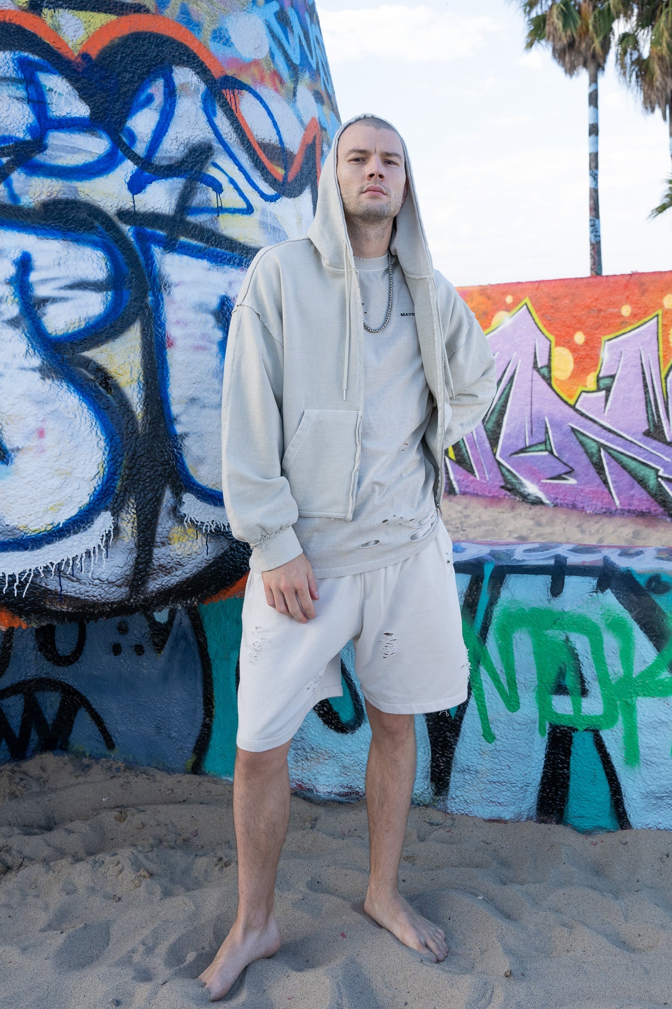 Creamy White Distressed Shorts