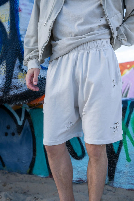 Creamy White Distressed Shorts MaybeCrazy