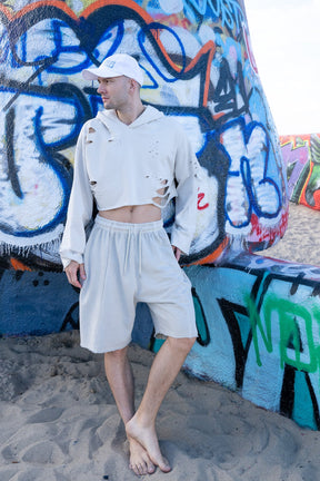 Unisex Cropped Top Hoodie - Natural Cream