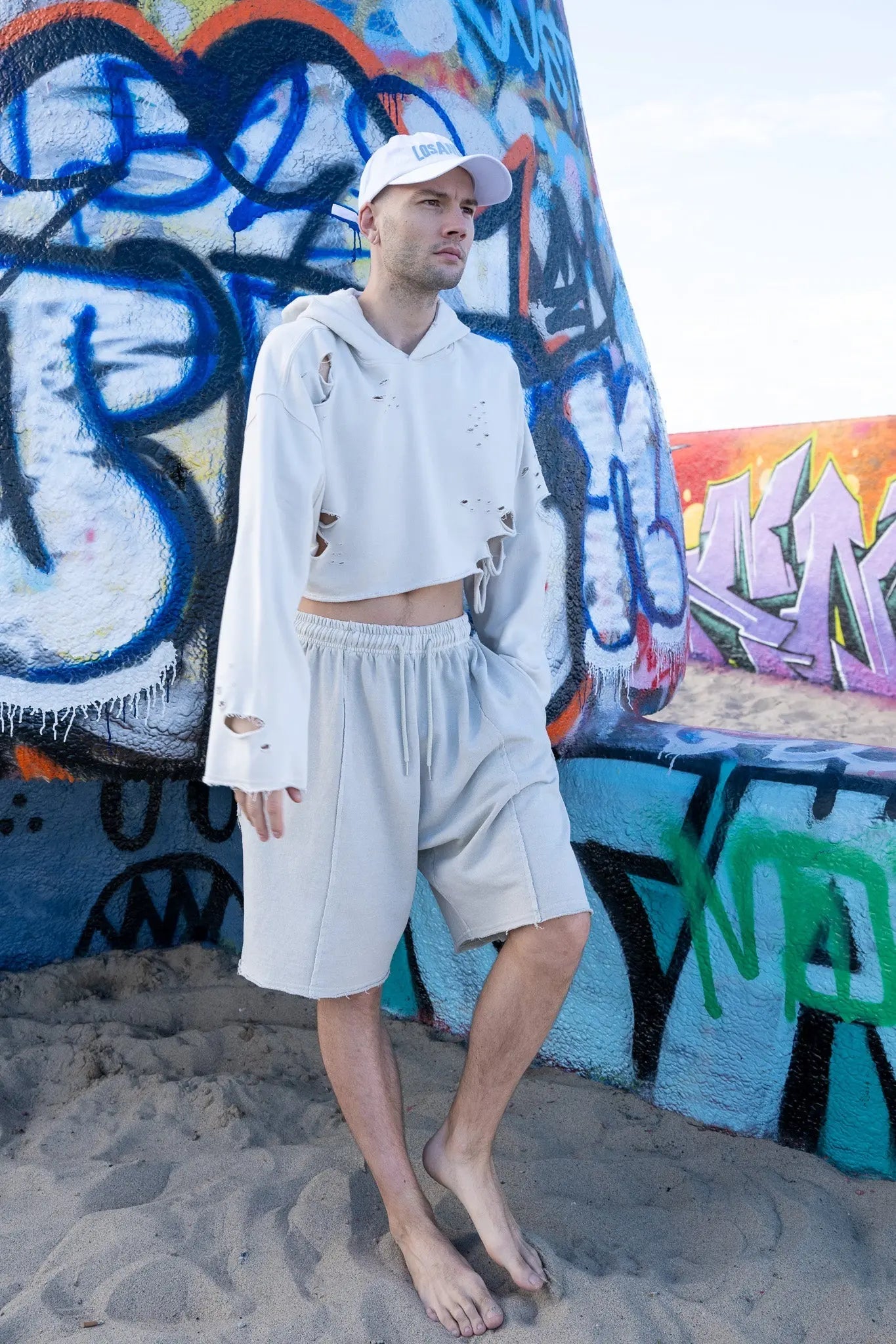 Unisex Cropped Top Hoodie - Natural Cream MaybeCrazy