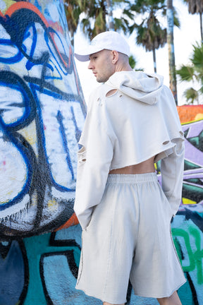 Unisex Cropped Top Hoodie - Natural Cream