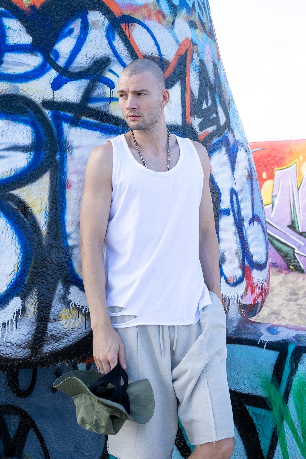 Classic Distressed Crewneck Tank Top