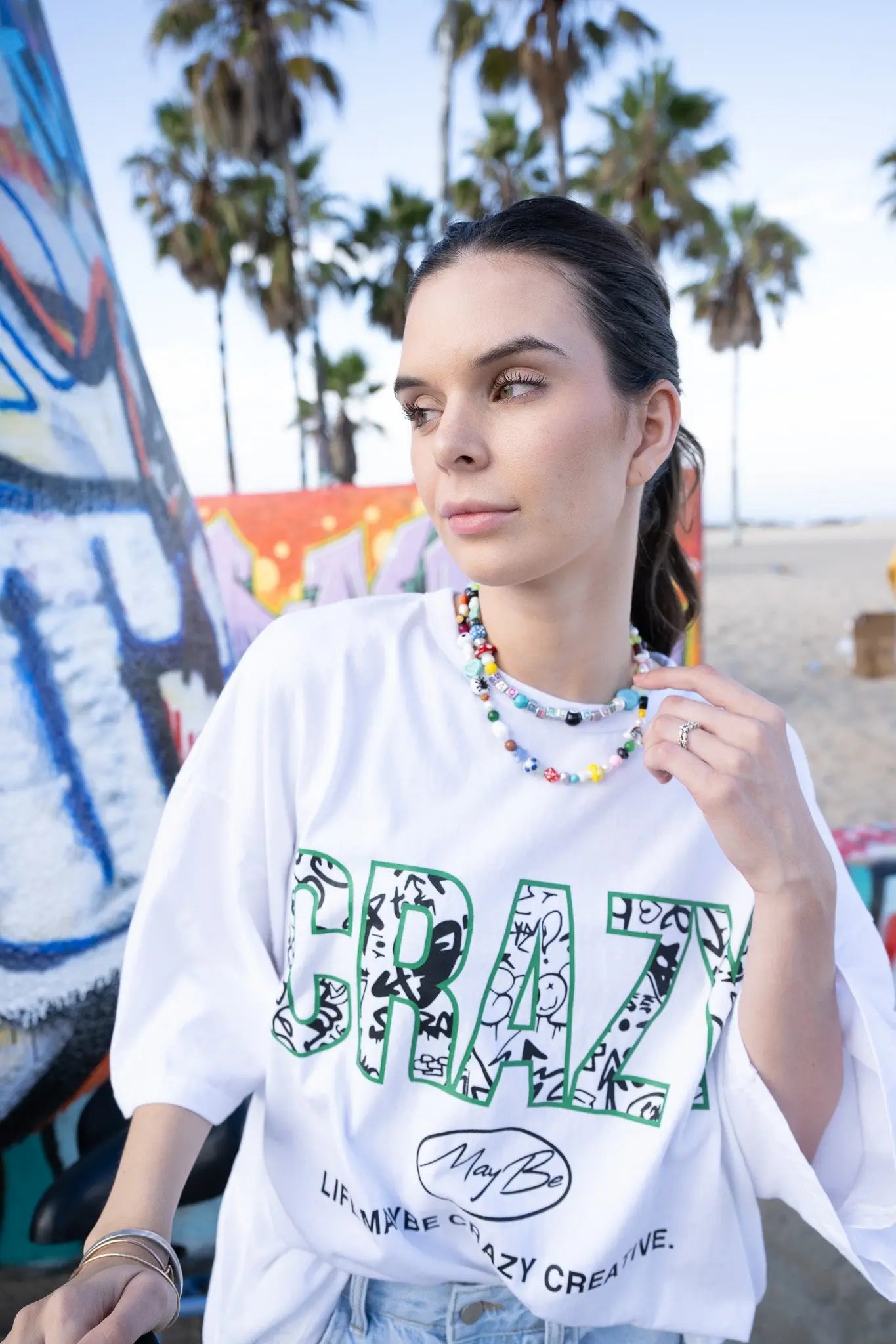 CRAZY LOGO Tee - White MaybeCrazy