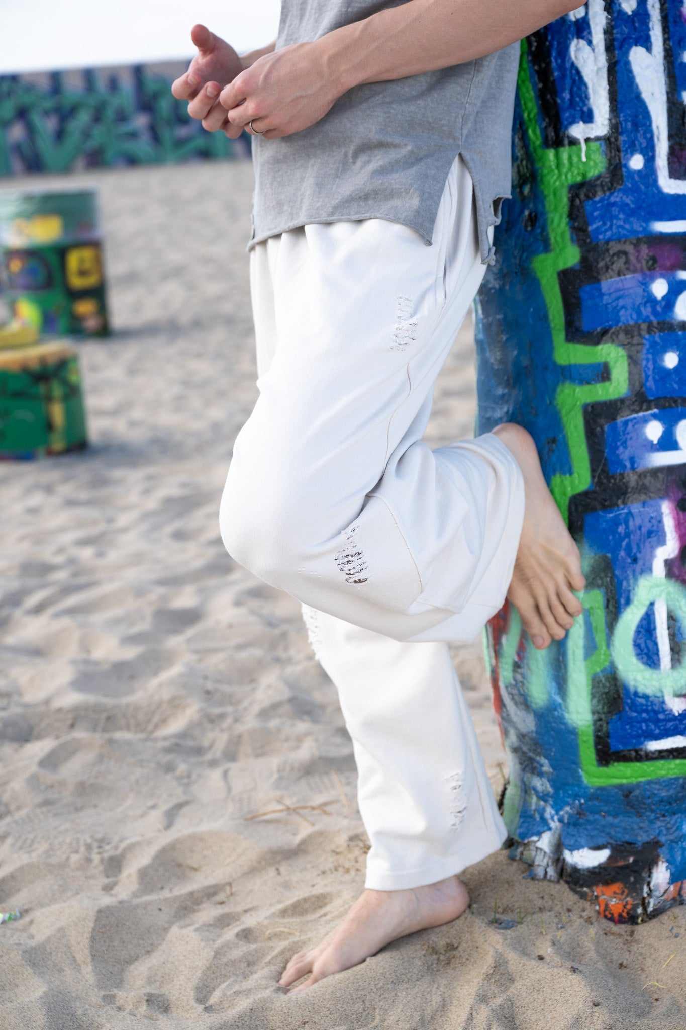 Distressed Wide-Leg Pants