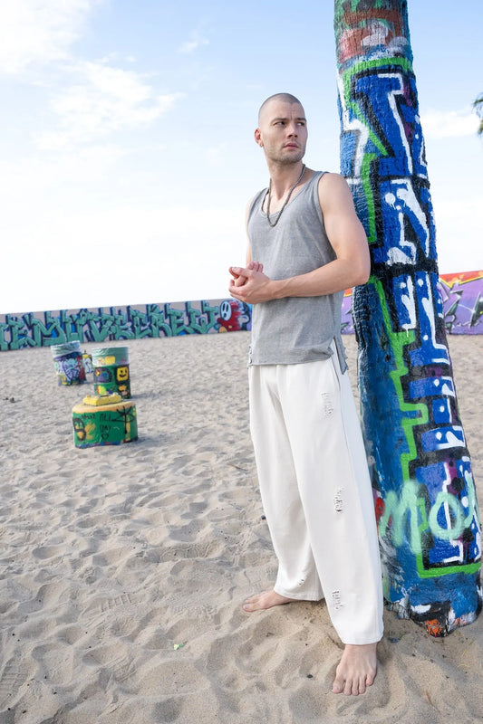 Distressed Wide-Leg Pants MaybeCrazy