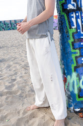 Distressed Wide-Leg Pants