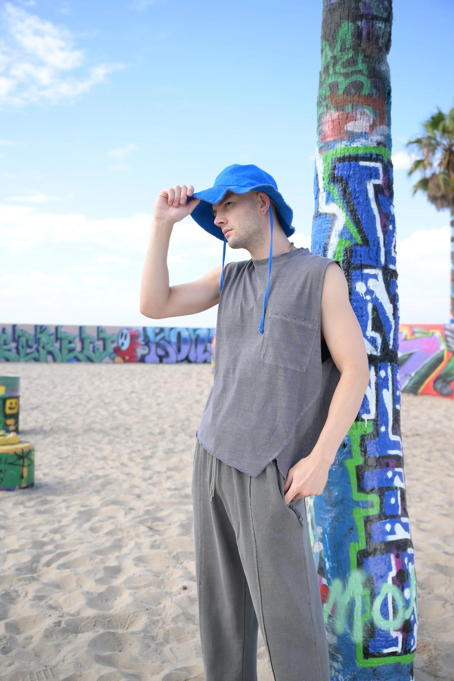 Deep Gray Pocket Tank Top MaybeCrazy