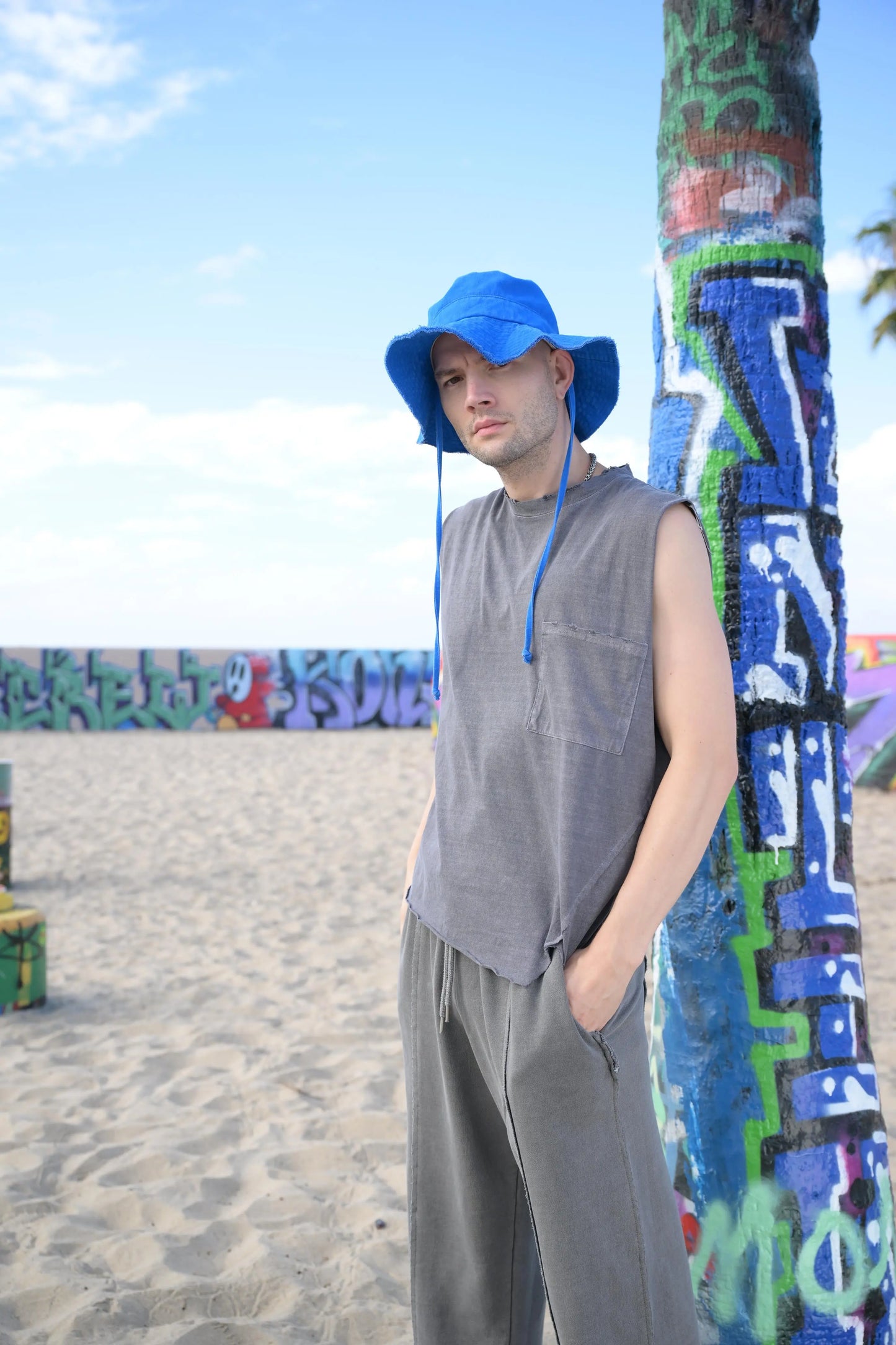 Deep Gray Pocket Tank Top MaybeCrazy