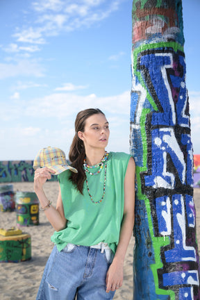 Wide-cut Green Tank Top